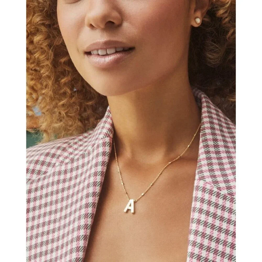 Letters A pendant necklace for women fashion jewelry 14k gold plated brass